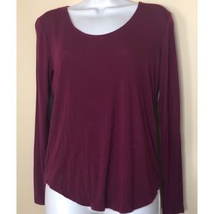Ann Taylor Loft Maroon Long Sleeve Top